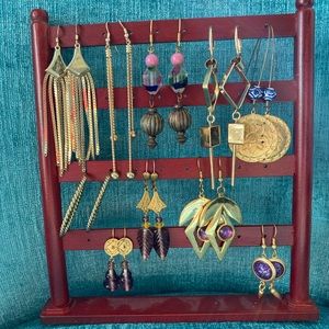 Lot of Earrings TEN Pairs with Display Stand